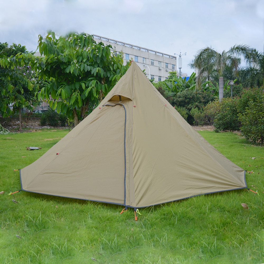 Cheap Goat Tents 3 4 Person Ultralight Outdoor Camping Teepee Waterproof Silnylon Pyramid Tent Large Rodless Tent Backpacking Hiking Tents Tents 